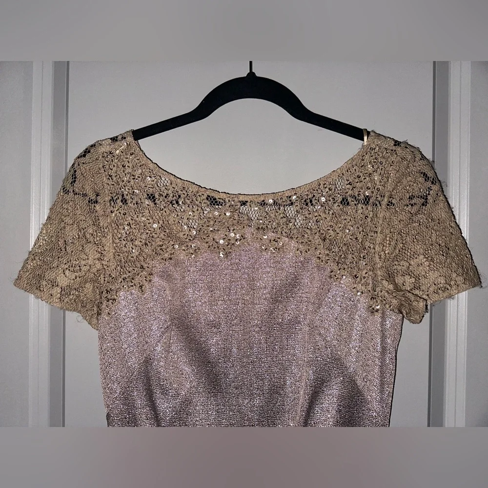 KAY UNGER MET JACQUARD COCKTAIL LACE EMBELLISHED DRESS // SIZE 2 - Picture 4 of 11